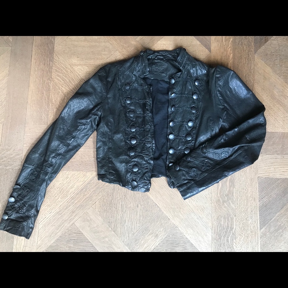 Cropped leather jacket. All Saints